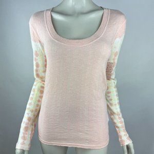 Free People Tie-Dye Thermal Top Women M NWT $78 Scoop Neck Long‎ Sleeve Cotton